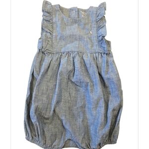 Polo Ralph Lauren Girl's Chambray Ruffle-Trim Bubble Romper in size 18m